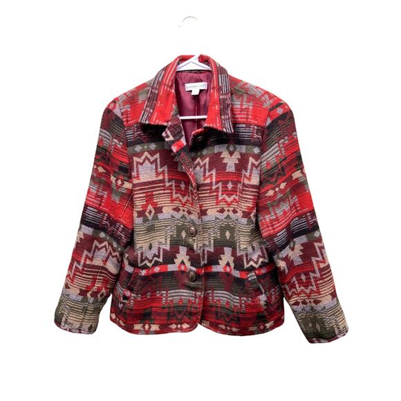 Coldwater Creek Colorful Aztec Western Print Jacket Size 12 - Picture 1 of 7